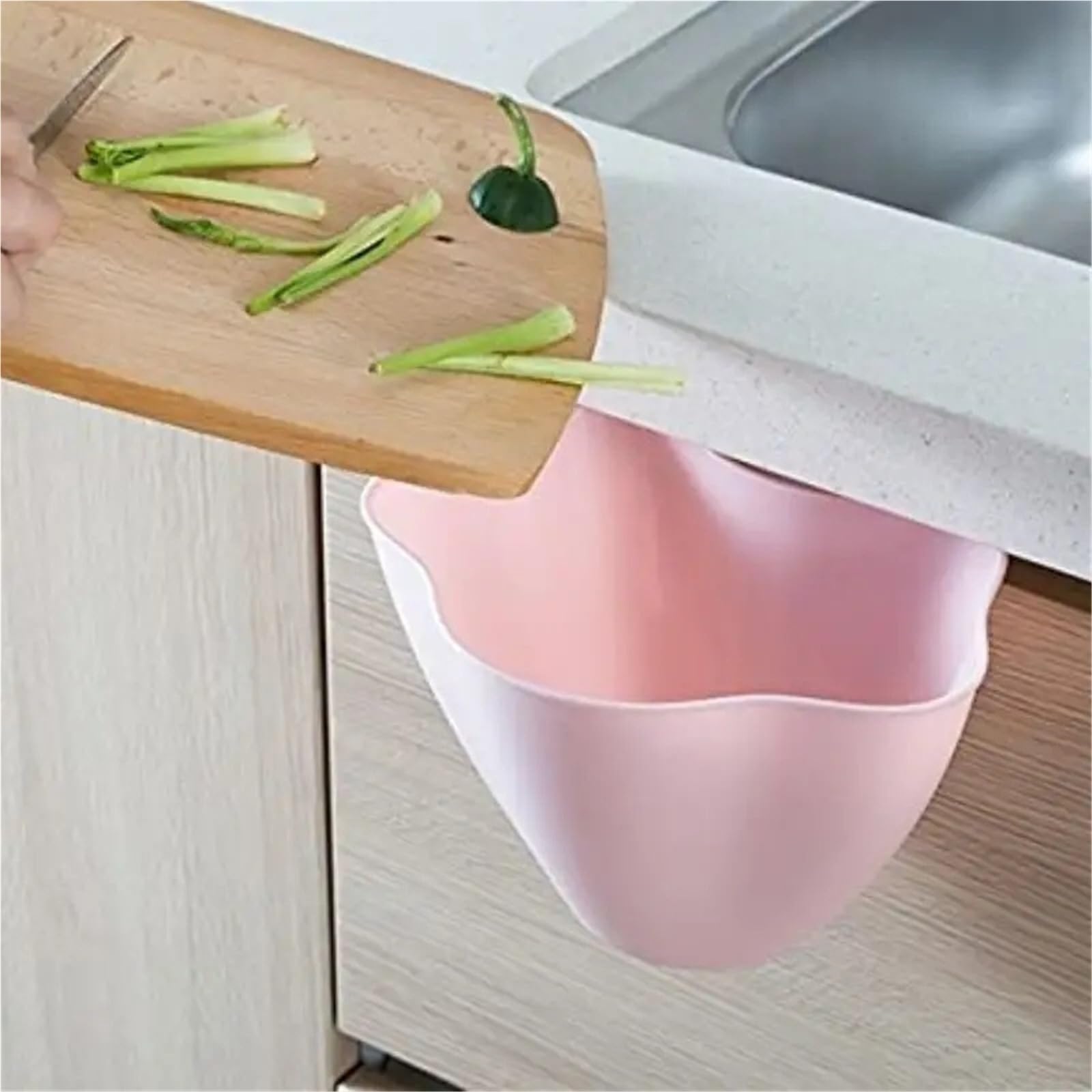 Petite Poubelle Pattumiera da cucina sospesa 1 pezzo, ciotola for rifiuti in plastica sopra l'armadio, pattumiera for la raccolta di scarti cibo(Blue)
