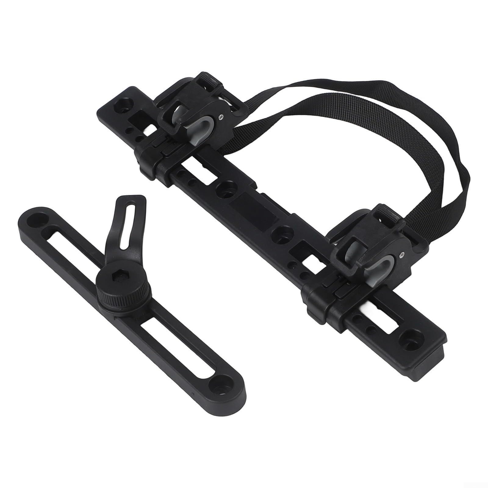 Besttoolifes PA66+GF - Kit de hebilla de gancho para alforja de bicicleta con ajuste de 7 posiciones, soporte de montaje de bolsa lateral para alforjas de bicicleta, 266 mm de longitud, color negro