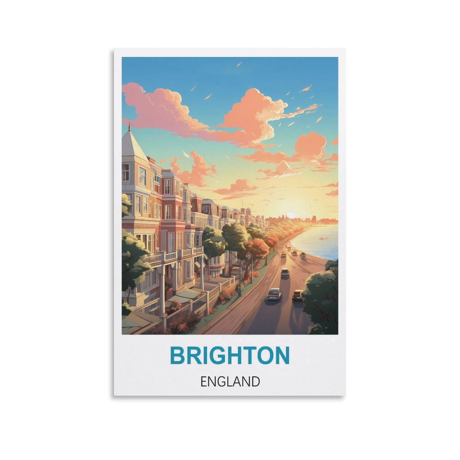 Metal Tin Sign Plaque Poster,Brighton England,Vintage Plaques Poster Plaque Decor Retro Posters Gallery Wall Art Print 15x30cm