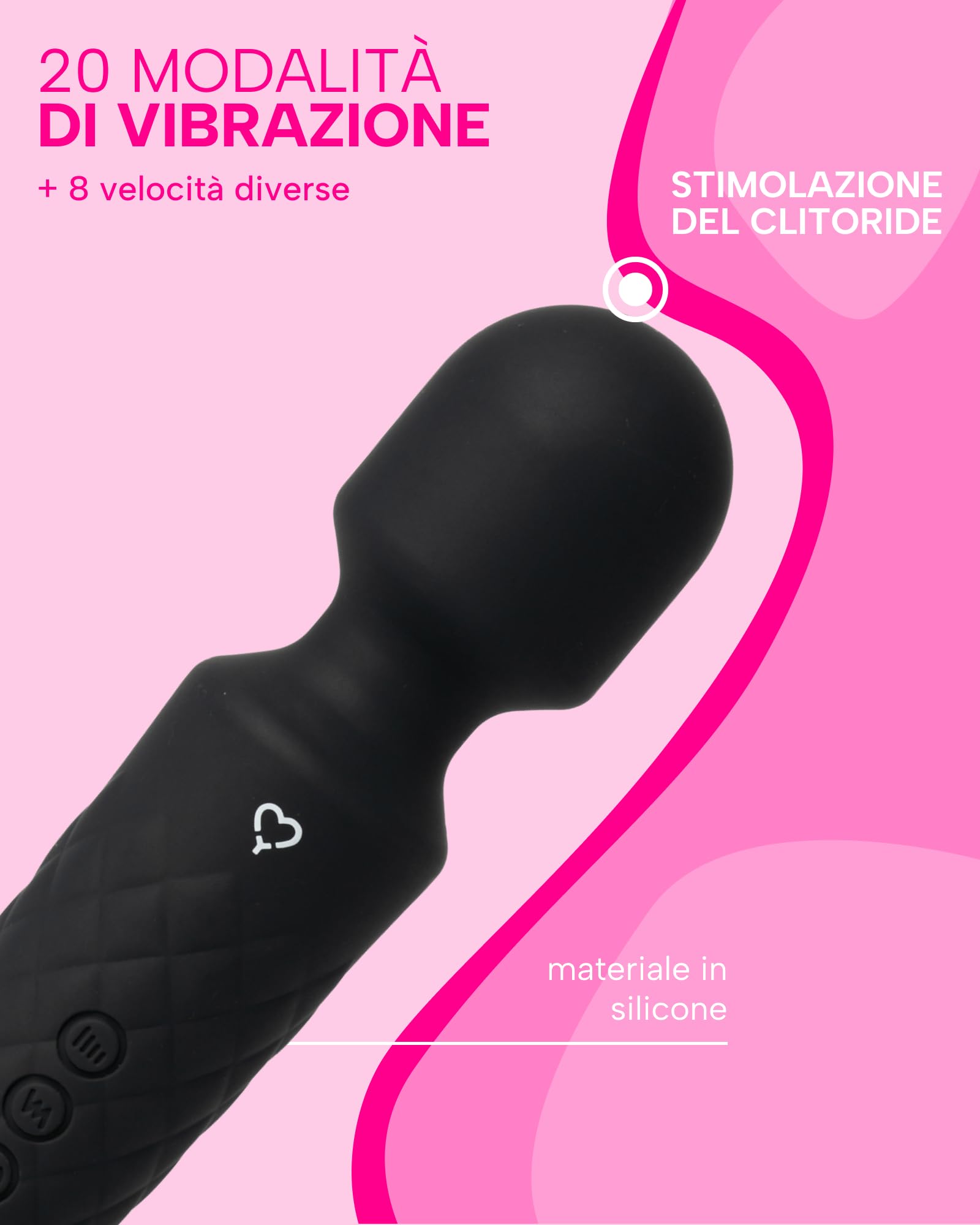 MySecretCase Magic Wand 20cm Stimolatore per Clitoride Vibratoreper Donna Wireless 20 Vibrazioni + 8 Velocità Sexytoysys Coppia Masturbatore per Donna Vibratore Clitoride Impermeabile USB