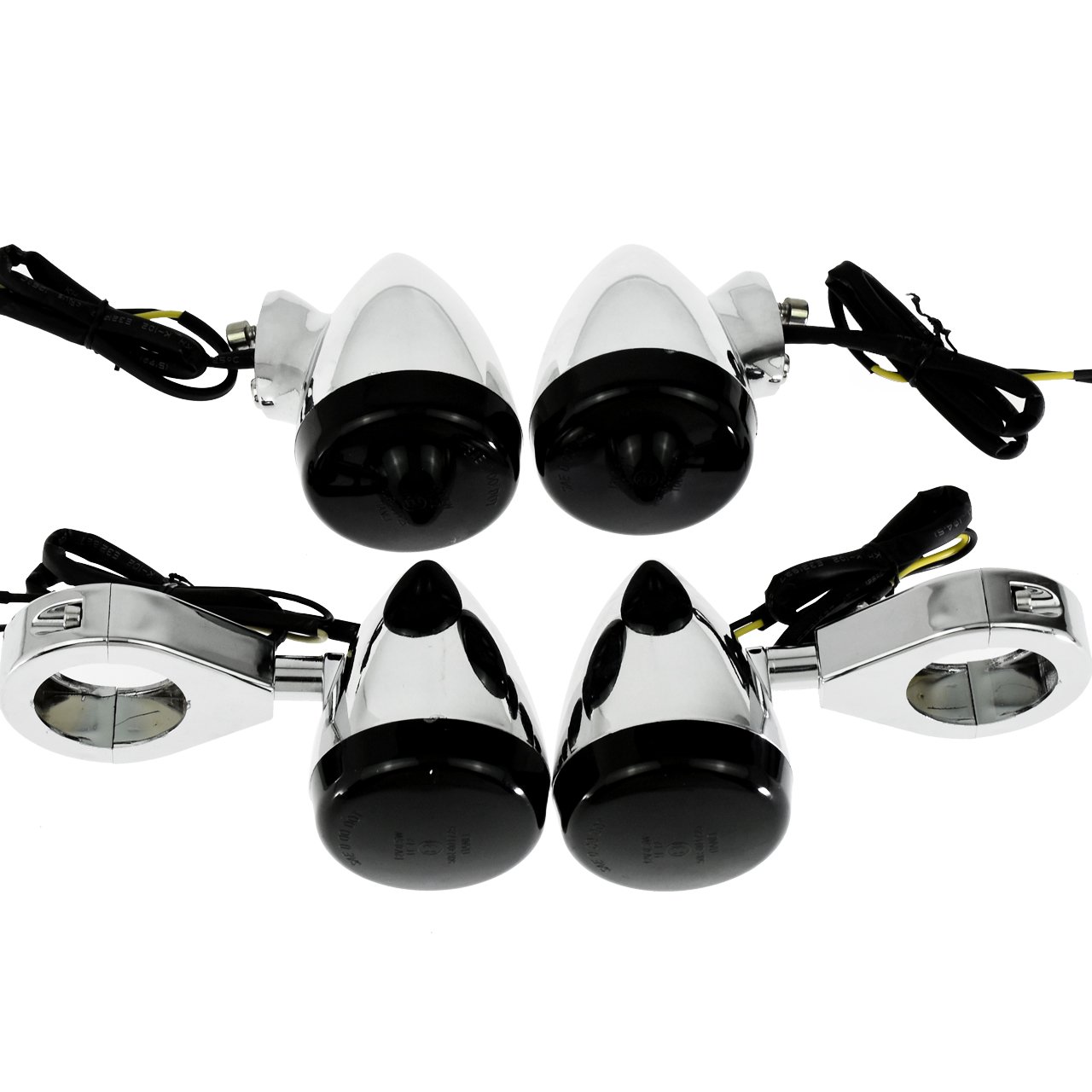 Motocykl 4 szt. 39 mm zacisk widelca przedni tylne światło LED kierunkowskazu lampa do Harley Sportster Dyna Bobber, chromowana + czarna