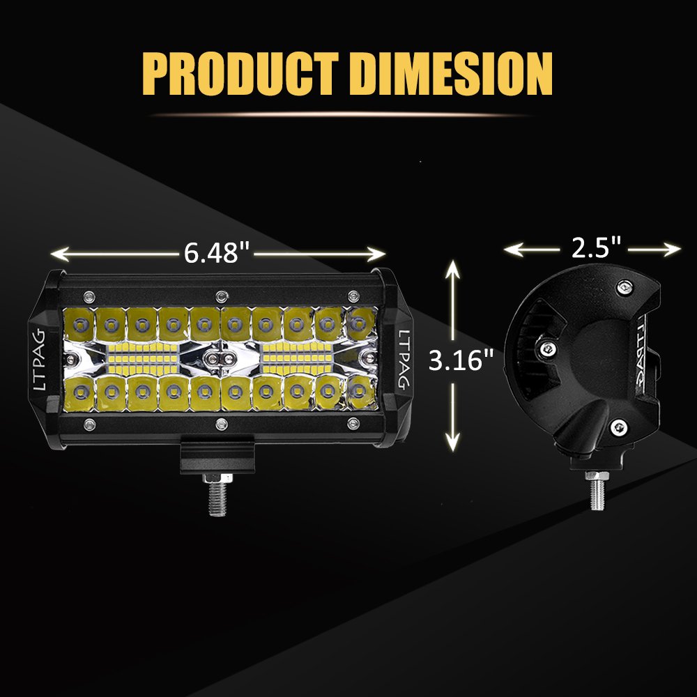 LTPAG 2pcs Focos LED Tractor, 7" 120W 24000LM Faros Trabajo LED 12V-24V Barra LE𝐃 IP68 Impermeable Luz de Niebla para Coche,SUV, UTV, ATV, Off-road,Camión,Moto,Barco - Garantía de 2 años