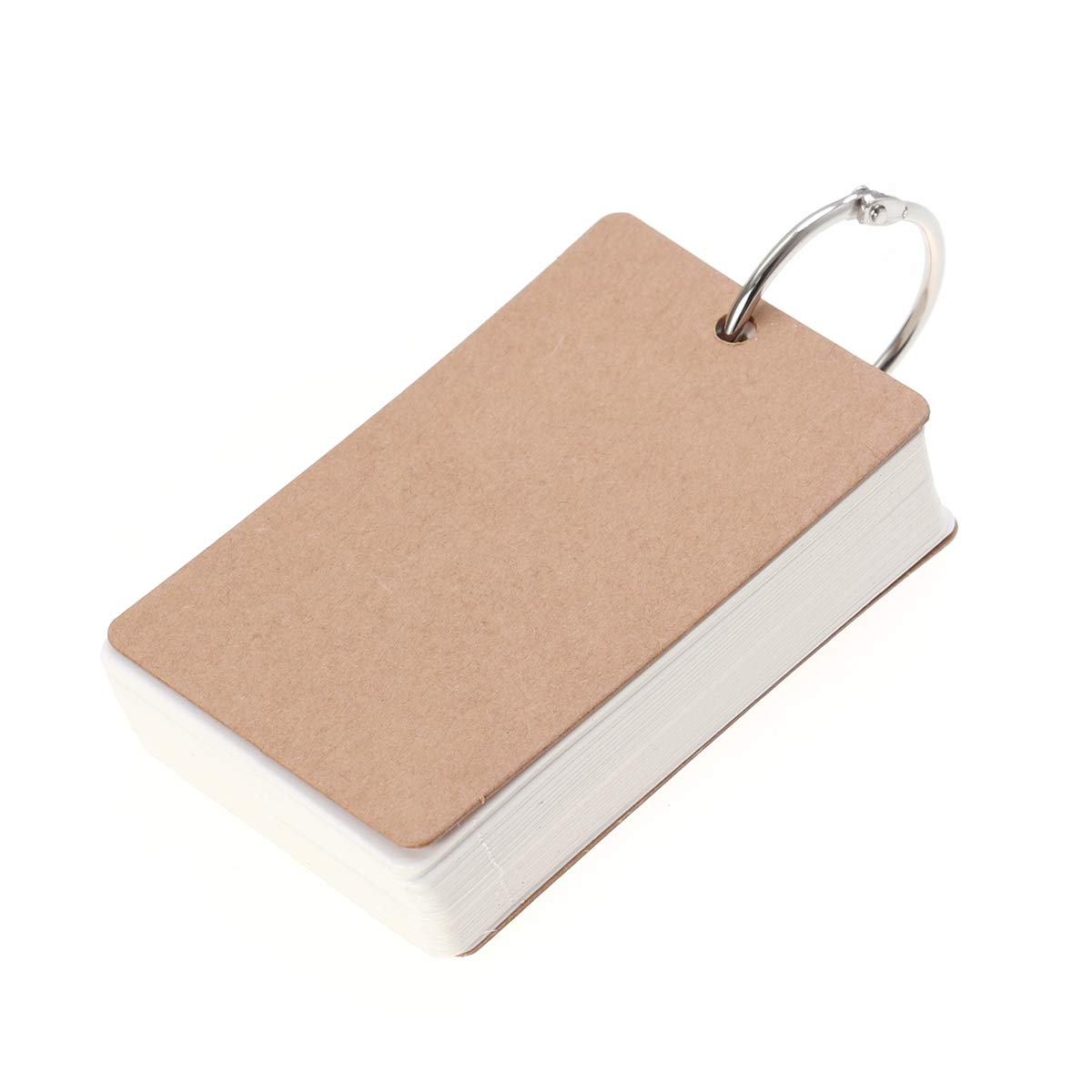 Toyvian 300pc Binder Ring Easy Flip Flash Card Kraft Paper Study Cards Bookmark DIY Greeting Card Index Card (White) for Office for student