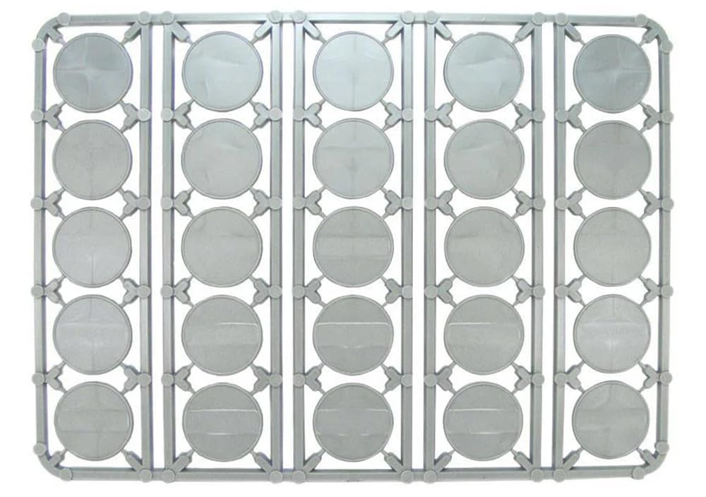 Warlord Games Plastic 25mm Round lippped Bases Sprue/Frame, (25 Bases) for tabletop miniatures