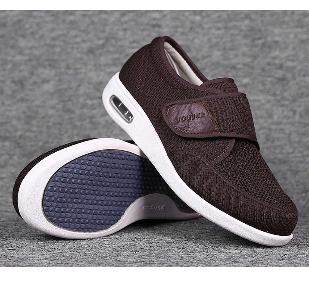 MLLM Scarpe per diabetici,Il Fondo Morbido può Regolare Le Vecchie Scarpe;Piedini Antiscivolo di Grandi Dimensioni-Marrone_47,Calzature Antiscivolo per diabetici