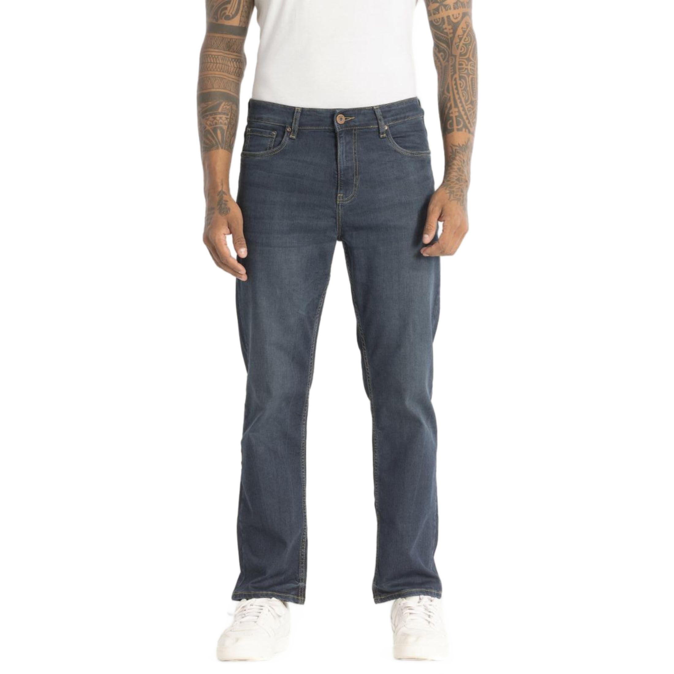 snitch Men's Mid Rise Plain Relaxed Fit Jeans-picture-35