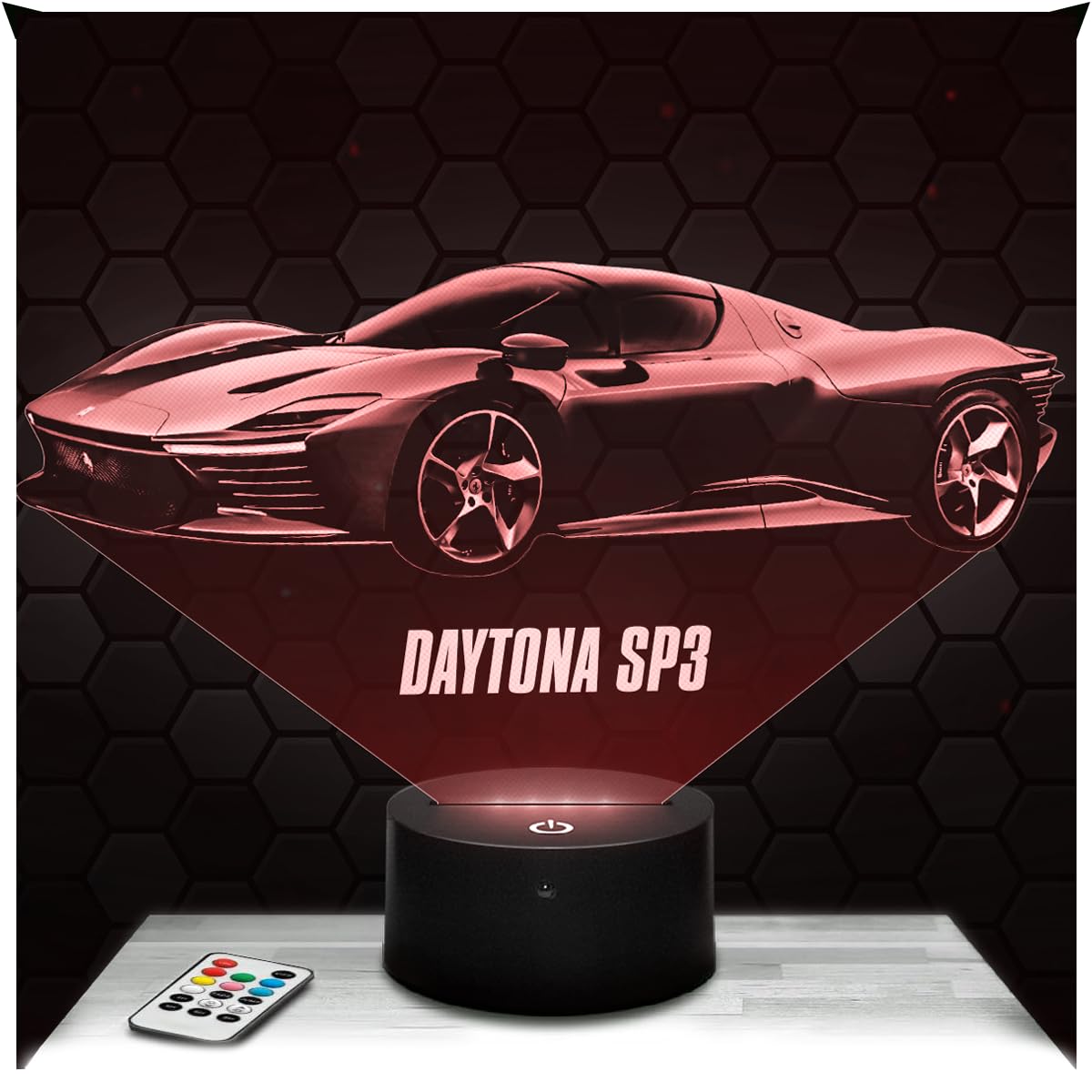 Lampephoto.fr - Car Daytona SP3 Supercar 3D Lamp, Night Light 3D LED Illusion Lamp, Miniature Decoration Collection, Gift idea for Car Fan, Night Light for Children's Bedroom, Gift idea for Boys