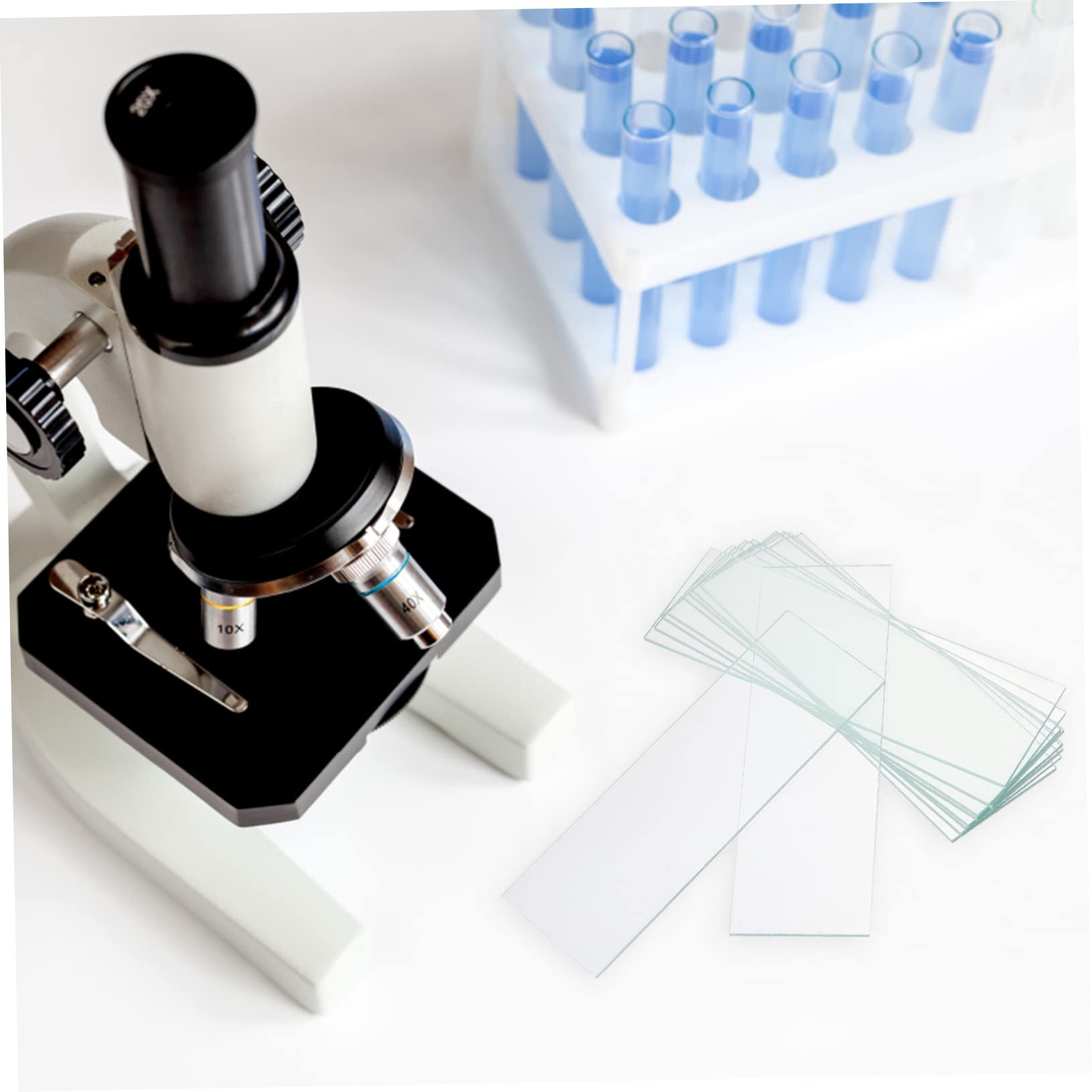 NAMOARLY 100pcs Microscope Slide Microscope Accessories Education Props Clear Slides Laboratory Slides Laboratory Supplies Microscope Calibration Slide Transparent Glass