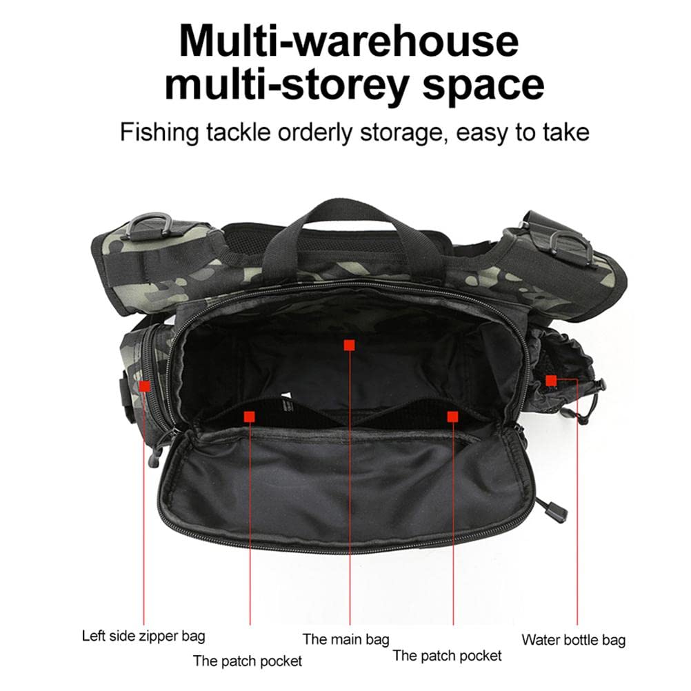 Borsa Da Pesca Imbracatura Multifunzionale - Marsupio A Tracolla Con Portacanna - Impermeabile, Zaino Da Pesca Per Uomo E Donna - Ideale Per Surfcasting, Escursionismo - 5