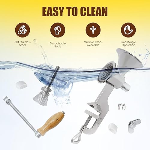 Miniatura 5 de CGOLDENWALL Molinillo manual de grano de acero inoxidable, molinillo de café manual con resorte ajustable de finura para especias, pimienta, maíz,