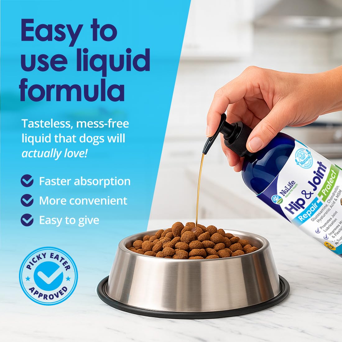 Liquid Glucosamine for Dogs - Advanced Joint Supplement for Dogs Ages with Chondroitin, MSM & Hyaluronic Acid - Repairs & Protects Joints, Supports Mobility & Pain Relief - 16oz