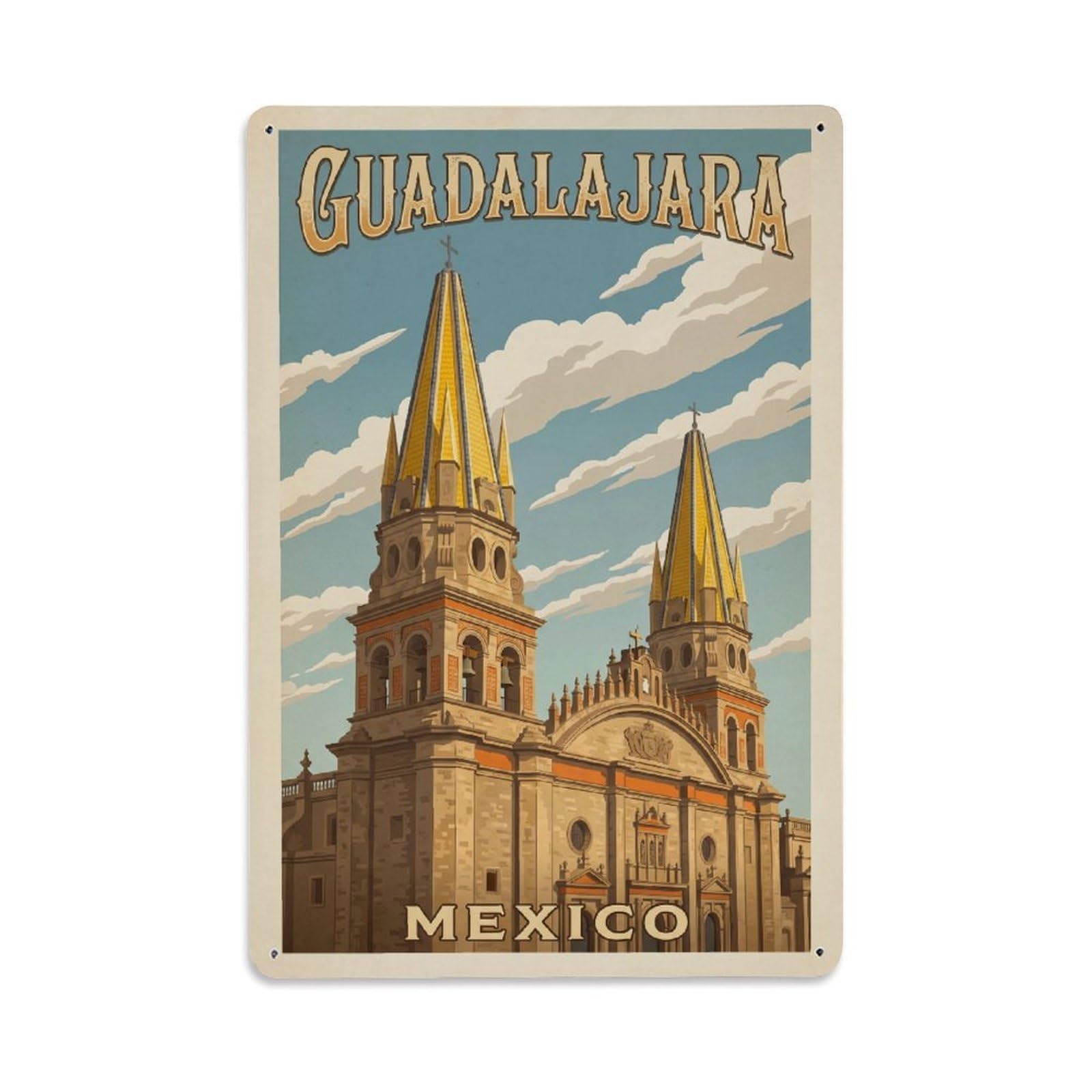 Xanthor Style Mexico Guadalajara Vintage Travel Metal Tin Sign