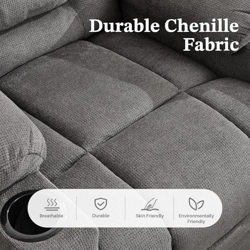 Sillón reclinable chenille gris miniatura 6