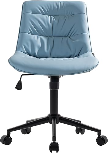 Miniatura 9 de Kidol & Shellder Silla de oficina de piel sintética, silla de trabajo de altura giratoria ajustable, ruedas giratorias y respaldo suave, silla de