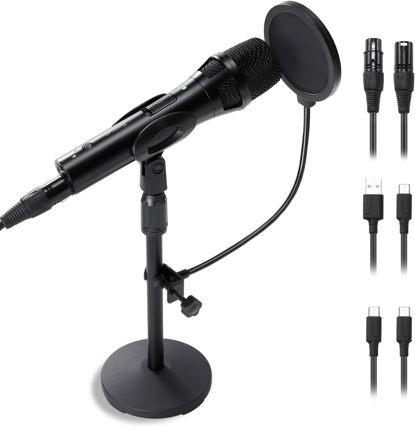 Studio Podcast Dynamic Microphone, Professional USB/XLR Metal Singing Recording Microphone with Mic Gain, Desktop Stand, Pop Filter, Headphone Jack, for PC, Audio Interface, Mixer, MacBook Studio Podcast Dynamic Microphone, Professional USB/XLR Metal Singing Recording Microphone with Mic Gain, Desktop Stand, Pop Filter, Headphone Jack, for PC, Audio Interface, Mixer, MacBook