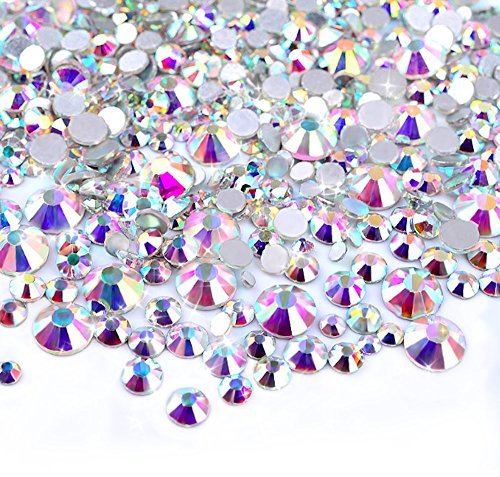 450 pcs 2mm - 6mm Resin Crystal AB round Nail Art Mixed Flatbacks Rhinestones Gems Mix SIZE ~ M1-30 [By Zealer]