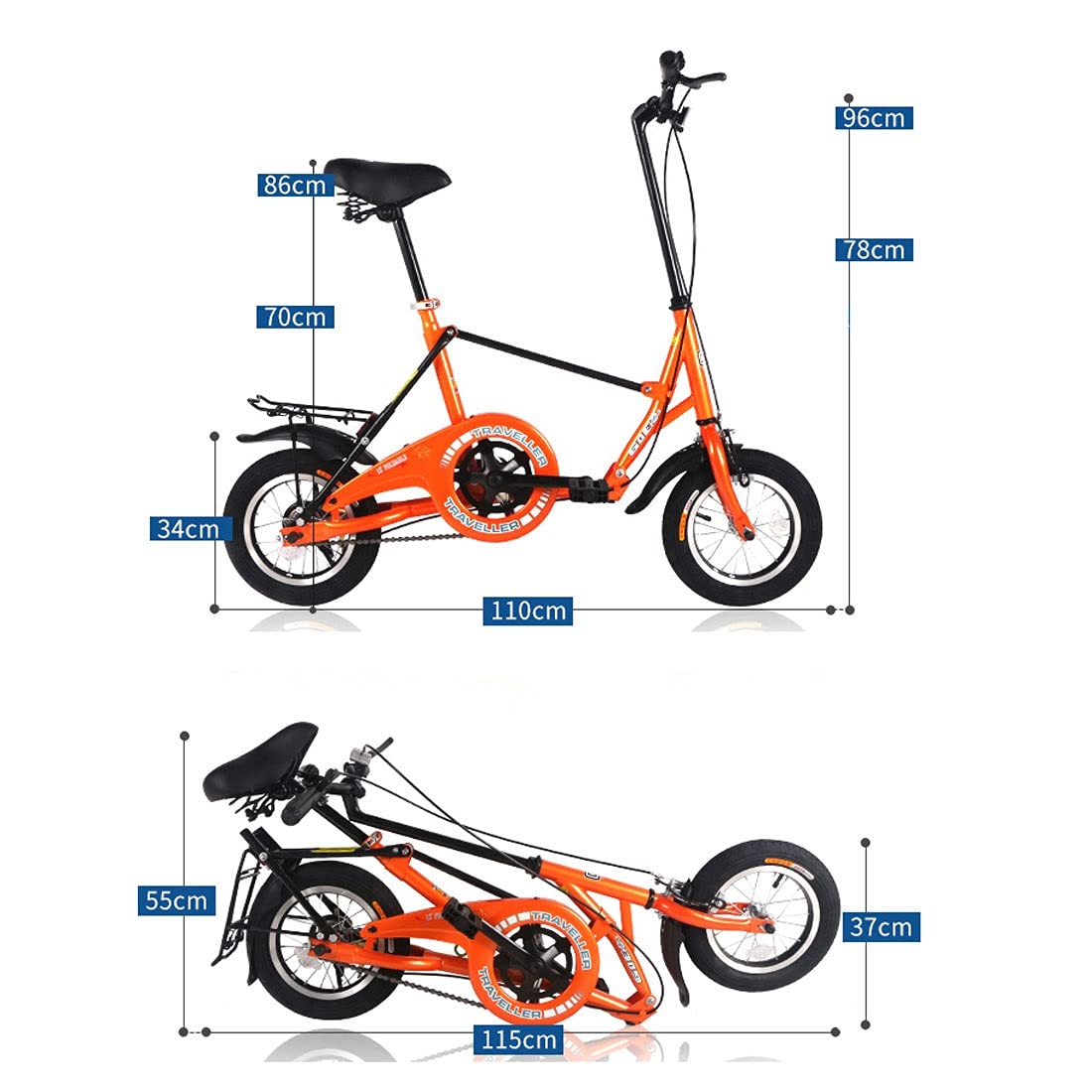 Amazon.co.jp: ELKeyko 小輪折りたたみ自転車ミニ12インチ成人ユニ
