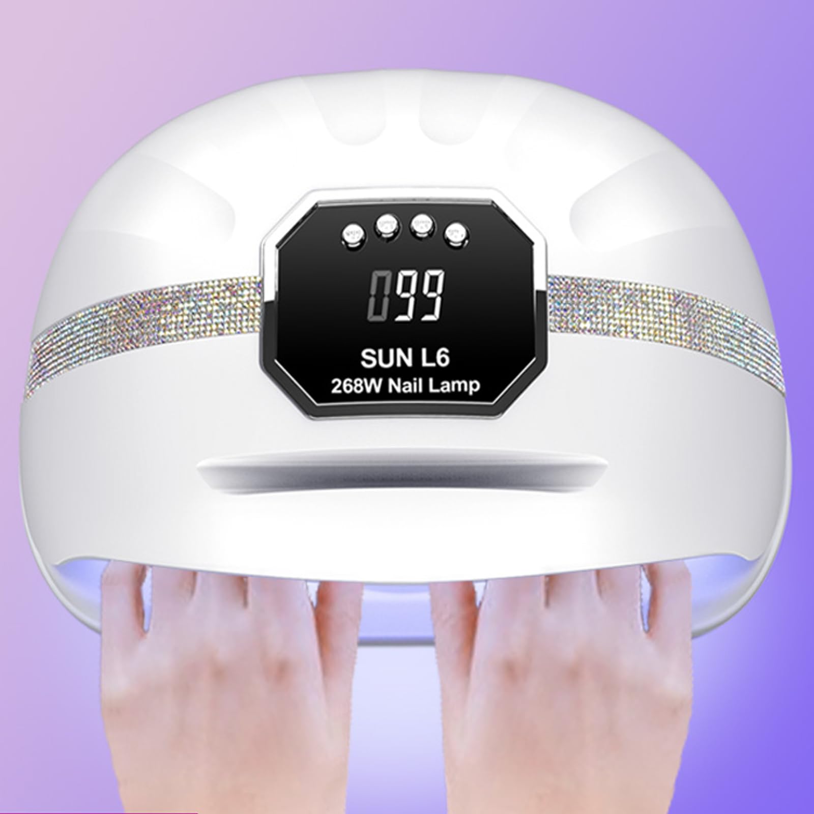 Lampa UV do Paznokci Żelowych 268 W - Suszarka z 4 Timerami, 45 Perłami Świetlnymi, Wyświetlaczem LCD i Czujnikiem Podczerwieni