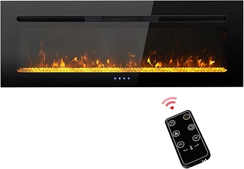 Miniatura 8 de PHI VILLA Chimenea eléctrica de 72 pulgadas montada en la pared y empotrada, chimenea lineal ultrafina de 3.19 pulgadas 7501500 W con control