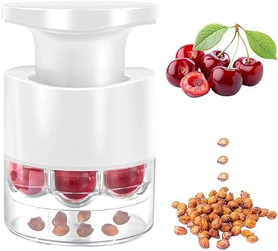 7-Hole Cherry Pitter, 2025 New Quick Push Pull Multiple Cherries Seed Remover Cherry Pitter Tool, Multi-Function Cherry Pitters Core Remover White