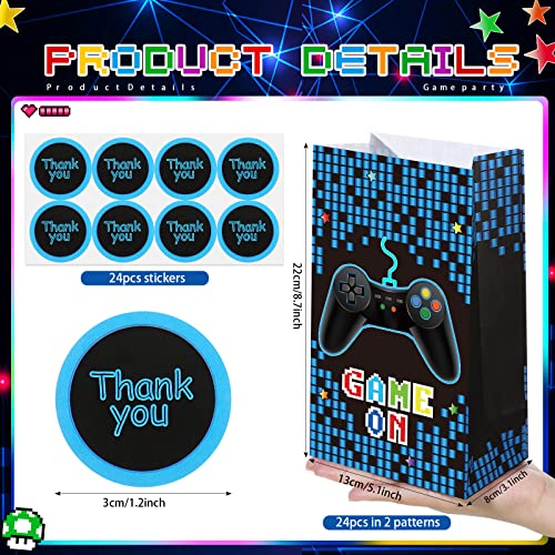 Chrisfall 24 Pack Gamer Party Favor Bags Video Game Supplies Theme Candy Goodie Bag Game on Party Bags with Stickers for Kids Birthday Decorations, 8.66 x 5.12 x 3.15 Inches - Image 4