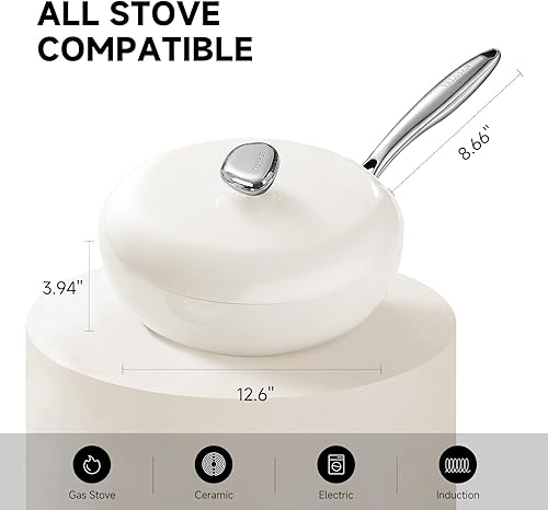 Miniatura 6 de Velosan Sartenes antiadherentes sin PFOA de piedra de granito de sellado perfecto para cocinar todas las estufas compatibles con inducción 10.2412.6