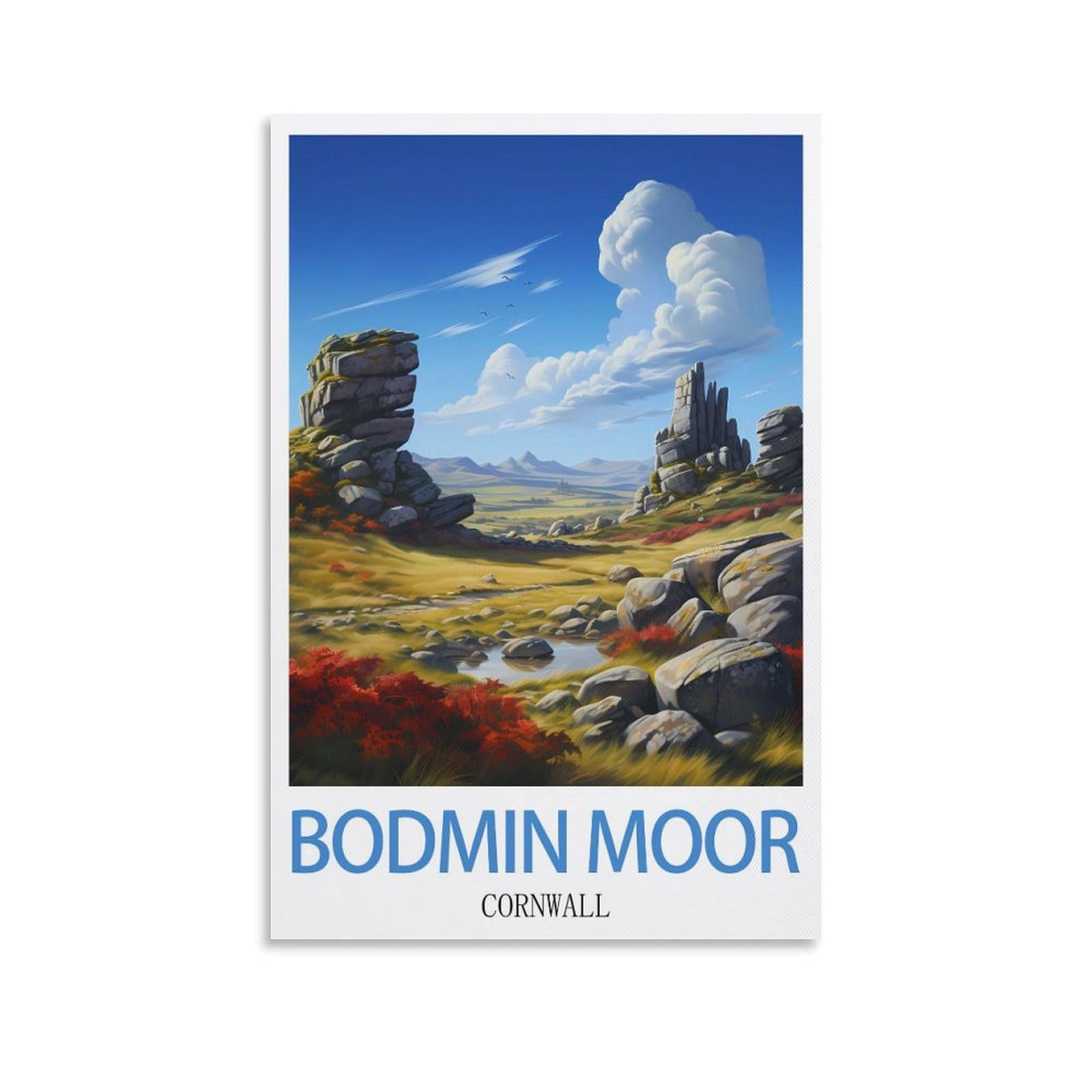 Tin Signs Retro,Bodmin Moor Cornwall,Wall Art Decorative Plaque Decor for Home Livingroom Bedroom Cafes Coffee Bars Decoration Gifts 15x30cm