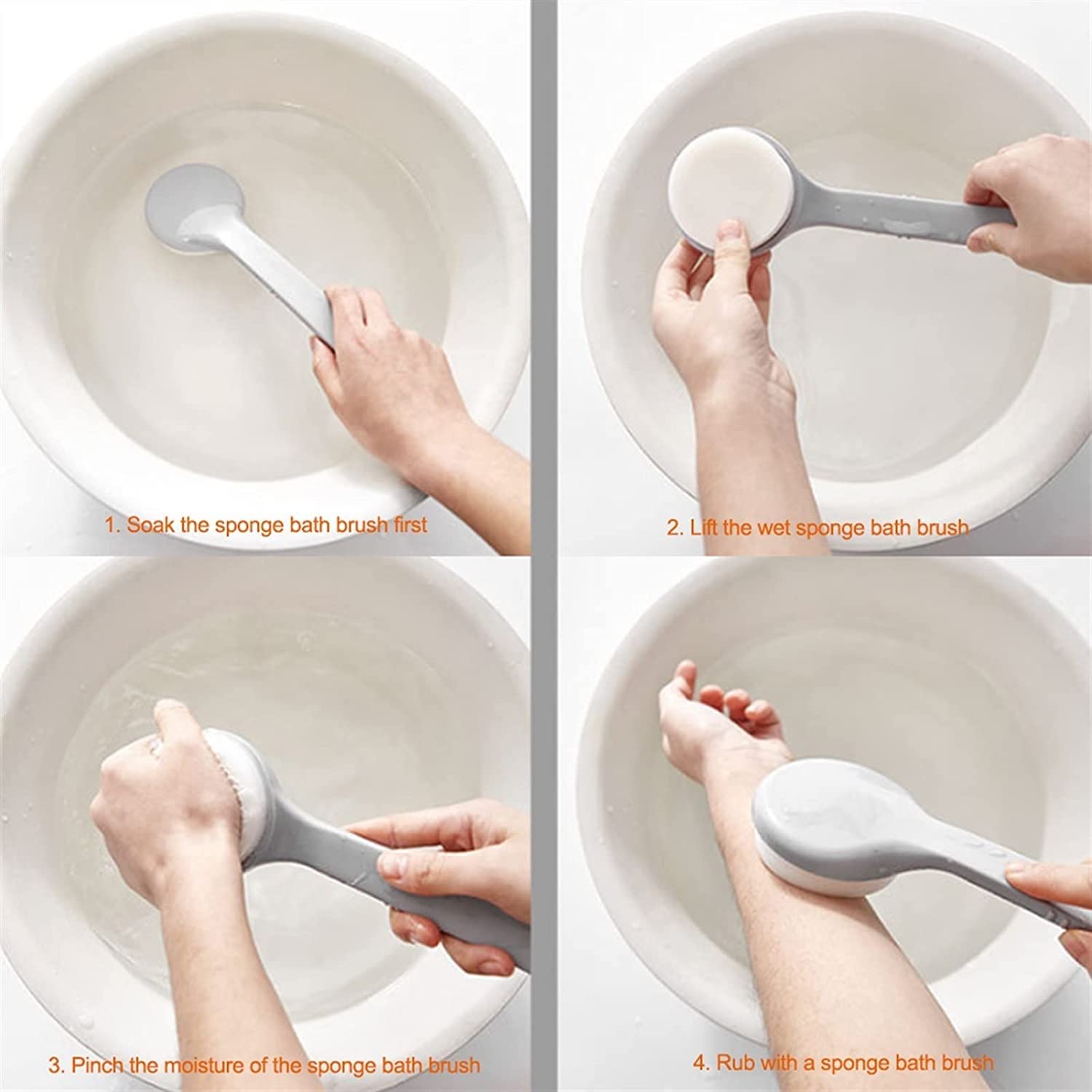2 unids Esponja Ducha detérgico Lotion aplicador Esponja baño Espalda Cepillo Largo Mango de Cuerpo Lavado de Cuerpo Cepillo de Piel