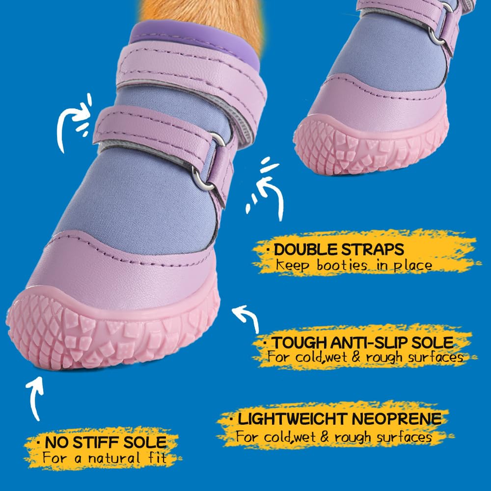 Chaussures pour Chien de Petite Taille - Violet - Taille 1 | Respirant, protège-pieds pour pavage chaud hiver neige, semelle antidérapante robuste, pour sols en bois franc randonnée en