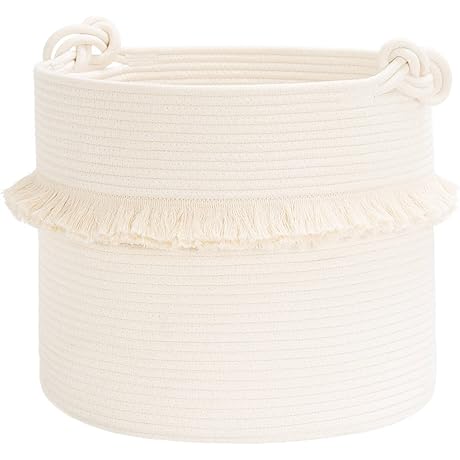 CherryNow White Cotton Rope Basket