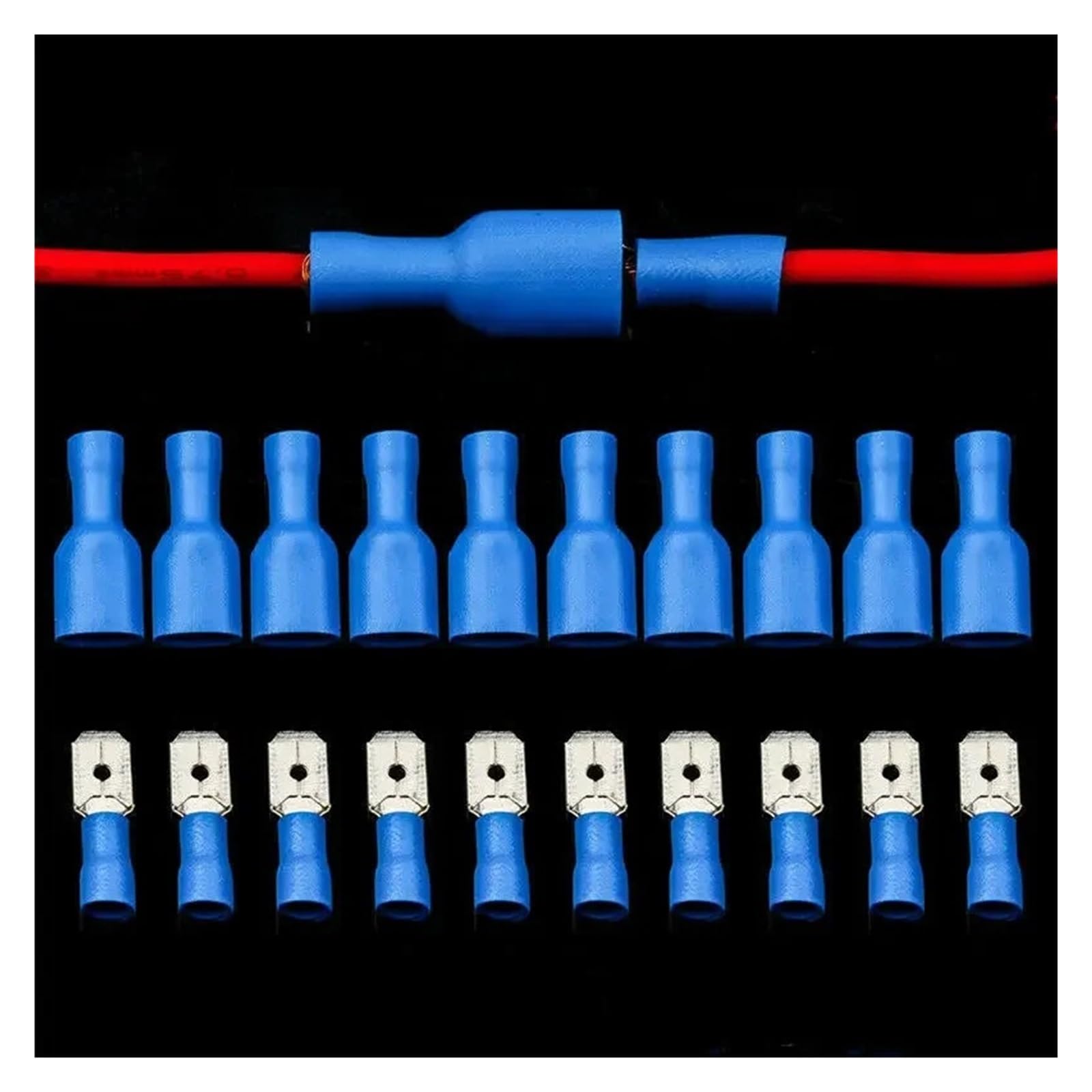 ZDVHOMCB 100PCS Female&Male Electrical Wiring Connector Insulated Crimp Terminal Spade Connectors 0.5-1.5mm2