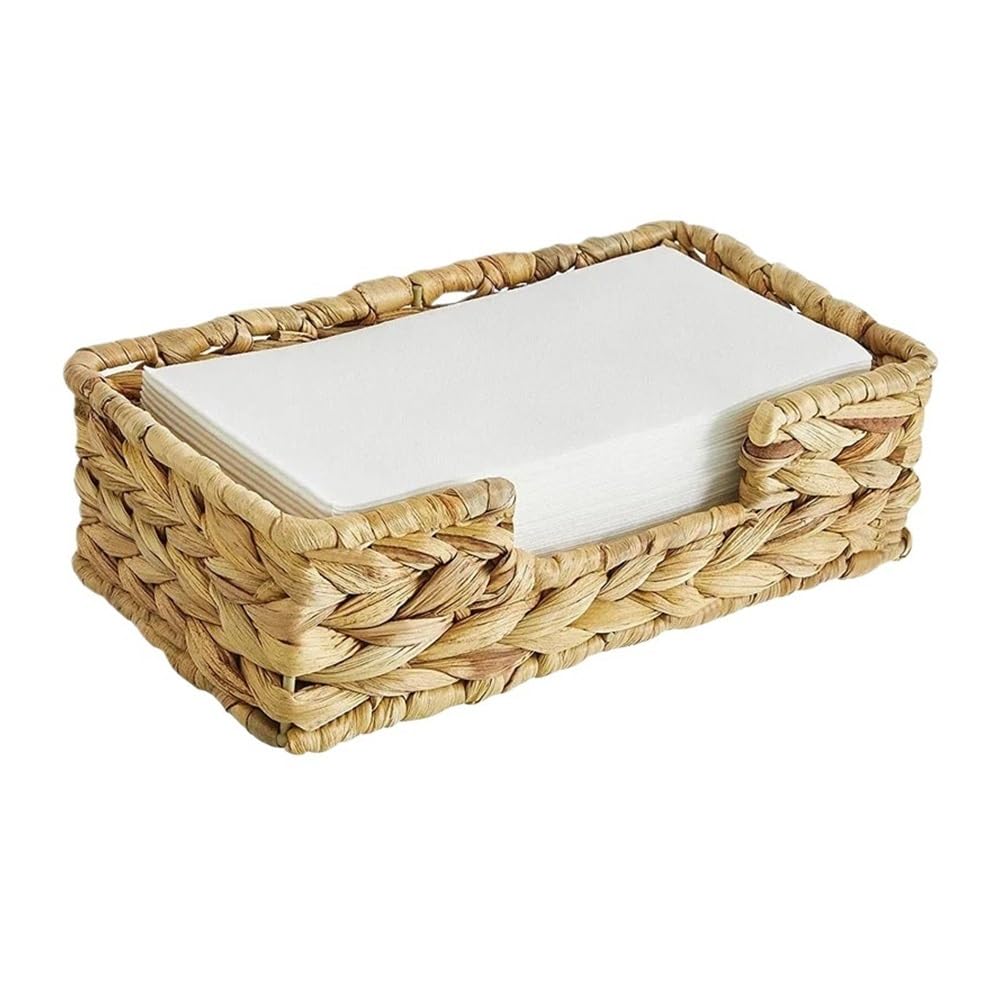 Aimanqi 24X13x7cm Guest Towel Napkin Holder Long Seagrass Woven Rattan Wicker Table Dinner Paper Hand Guest Towel Napkin Basket Tray Caddy(24X13x7cm)