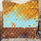 Fansu Colcha Acolchada Fina Suave Cubrecama Rellenos Finos Toda Temporada Edredón Colchas Bouti Cama 90/135/150, Estilo Japones Manta para Sofa (Gato de Hojas de otoño,180 * 200cm)