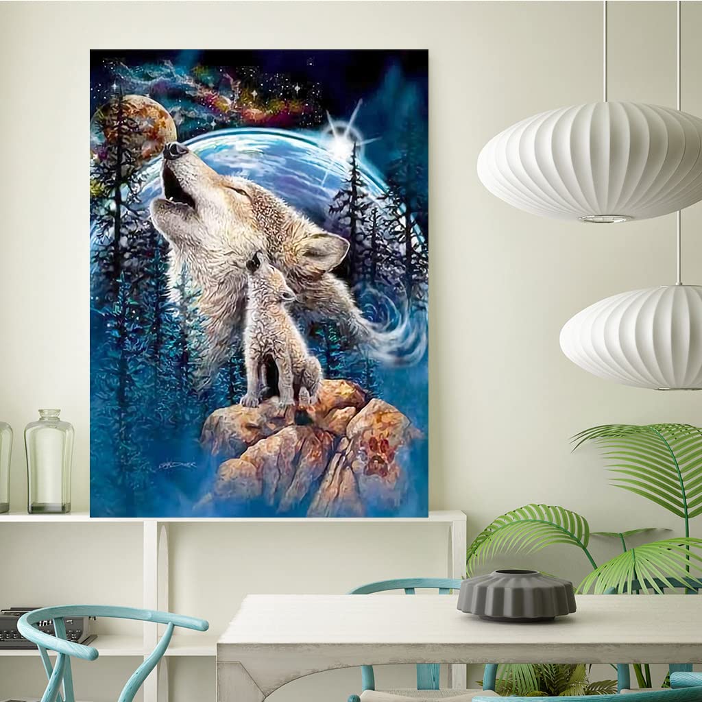Diamond Painting 'Wolf' 60x120 Cm – 5D Diamant-Malerei Set Für Erwachsene & Kinder – Vollständig Inkl. Werkzeug & Extra Diamanten