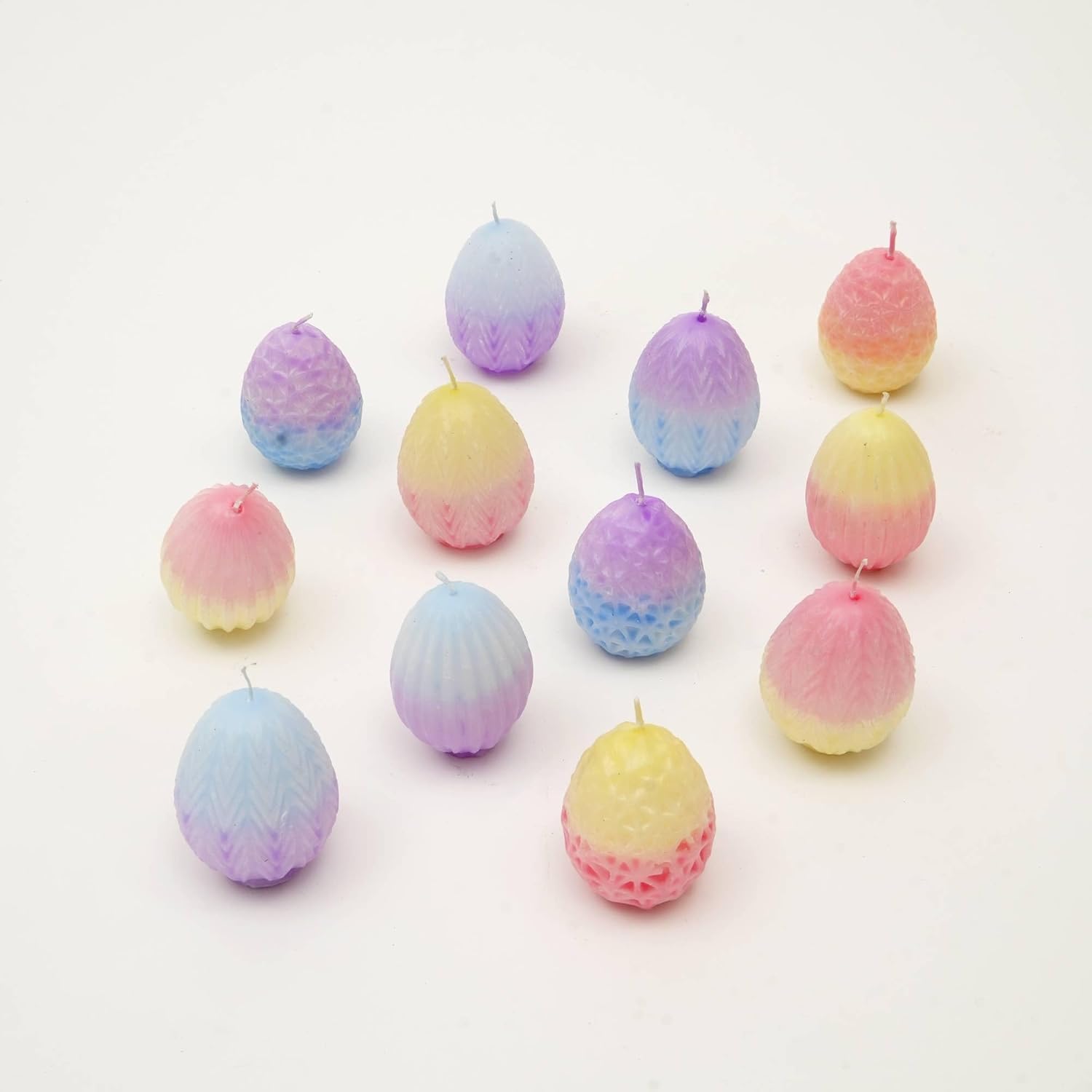 Easter Egg Ombre Candles 12 Pcs Soy Wax Candles with Multi Color Gradient Ready-to-Gift PDQ Box for Holiday Table Decor Spring Centerpiece & Festive Home Decor