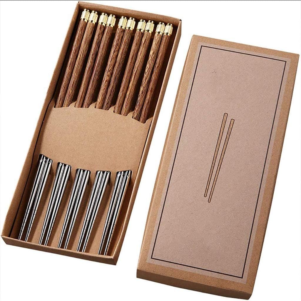 baguette coréenne baguettes japonaises Baguettes, 5 paires de baguettes réutilisables, ensemble cadeau de baguettes de style japonais naturel
