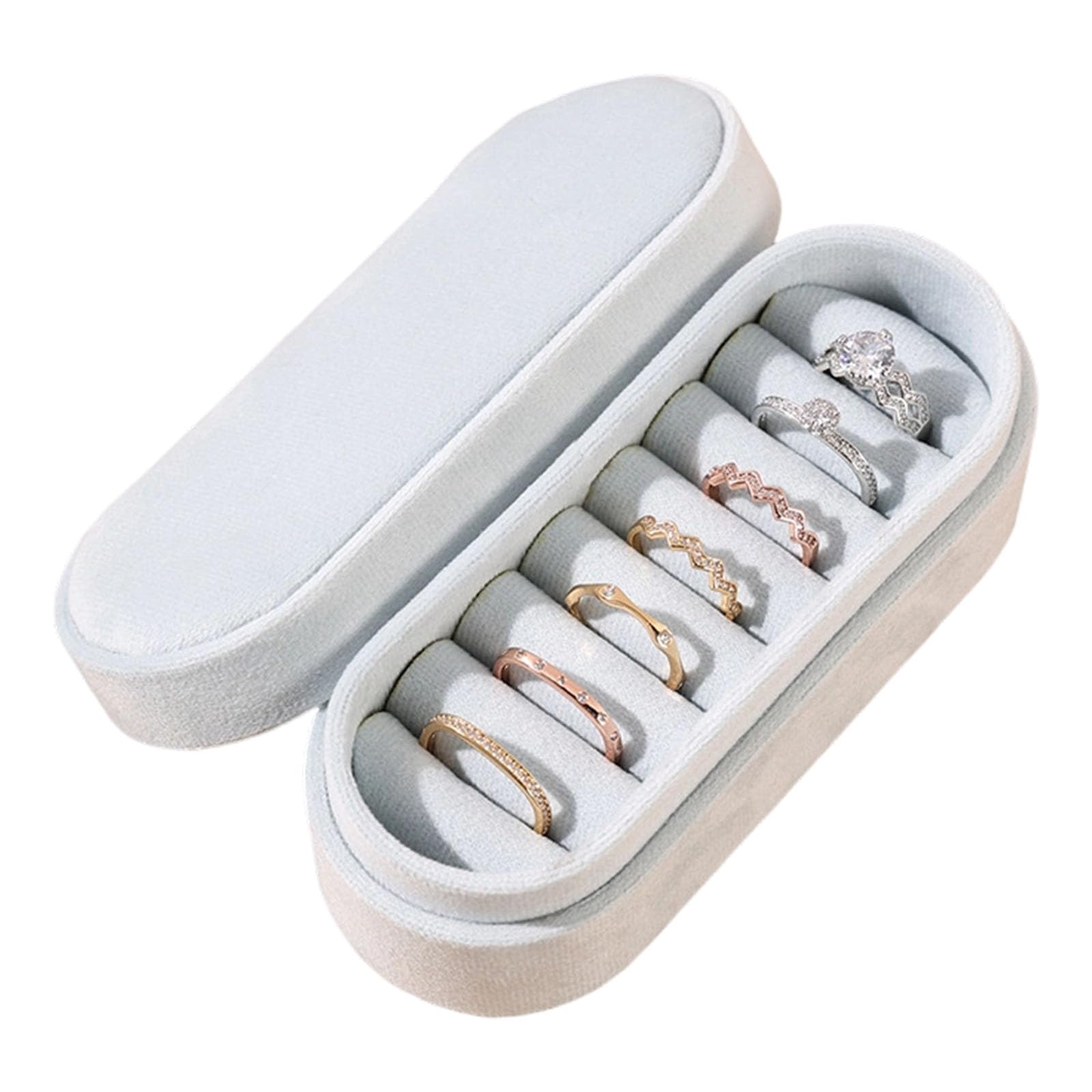 ZBIianxer Color Optional Velvety Hard Shell Jewelry Storage Box with Secure Dividers for Organized Necklace Keeping Crush Jewelry Container