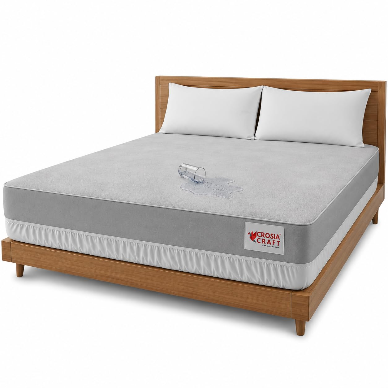 100% Waterproof Premium Mattress Protector for Double Bed King Size 75x72 Inches | Cotton Feel Mattresses Cover | Elastic Fitted | Fits Upto 10 Inch | Bed Protector Cover (75"x72" King Grey)-image-45