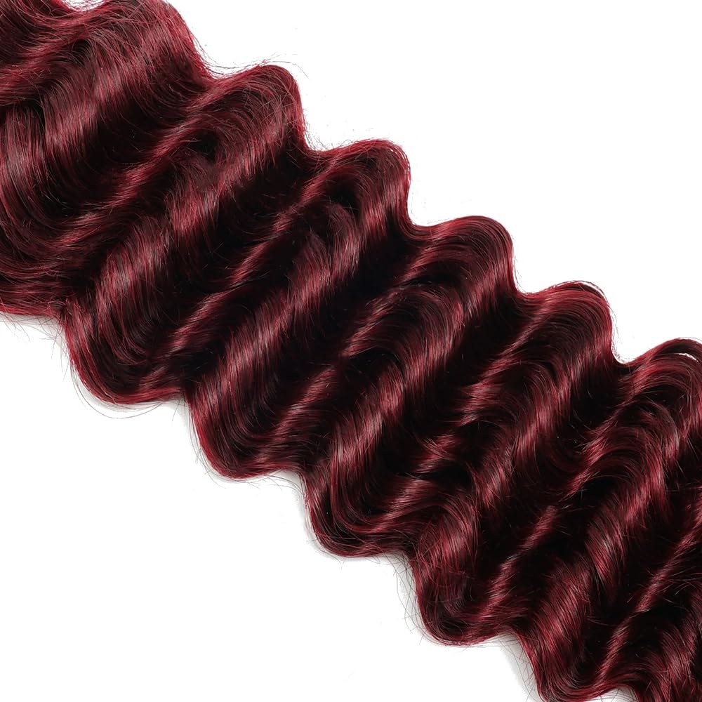 Burgundy Human Braiding Hair Deep Curly 99J Human Braiding Hair 22 22 22 Inch Deep Wave Bulk Wine Red Boho Braiding Hair Extensions