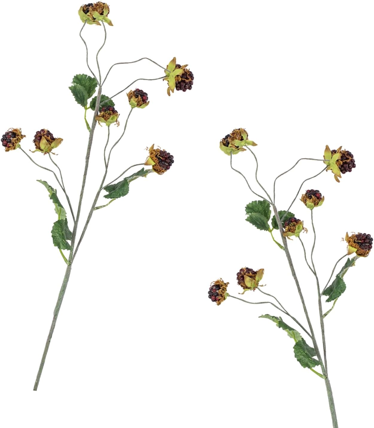 Factory Direct Craft Artificial Wild Raspberries Stems Set of 2 - Fake Berry Stem for Spring and Summer Arrangements (27 Inches High)