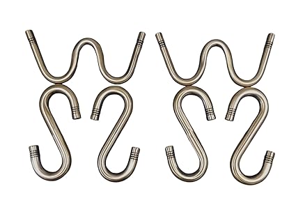 Kkriya Home Decor 4pcs S-Hook + 2pcs W-Hook Antique Brass Finish for Swing Hammock Patio jhulla with Weight Capacity of 800kg.