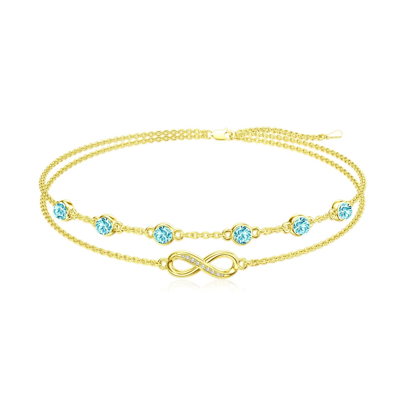 Dorunmo Anklet Bracelets For Women 925 Sterling Silver Birthstone/Infinity/Butterfly/Evil Eye/Turtle/Pineapple/Starfish/Heart Anklets Bracelets Jewelry Gifts for Women