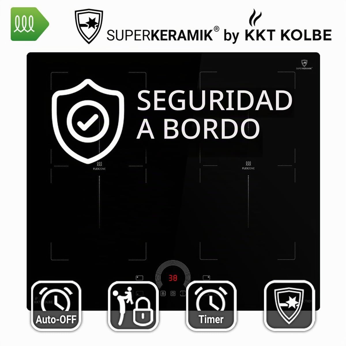 Placa induccion 60 cm | 8,2 kW | 4 fuegos | 9 niveles de potencia | dos zonas flexibles | Control Táctil | Temporizador | IH85904FZ