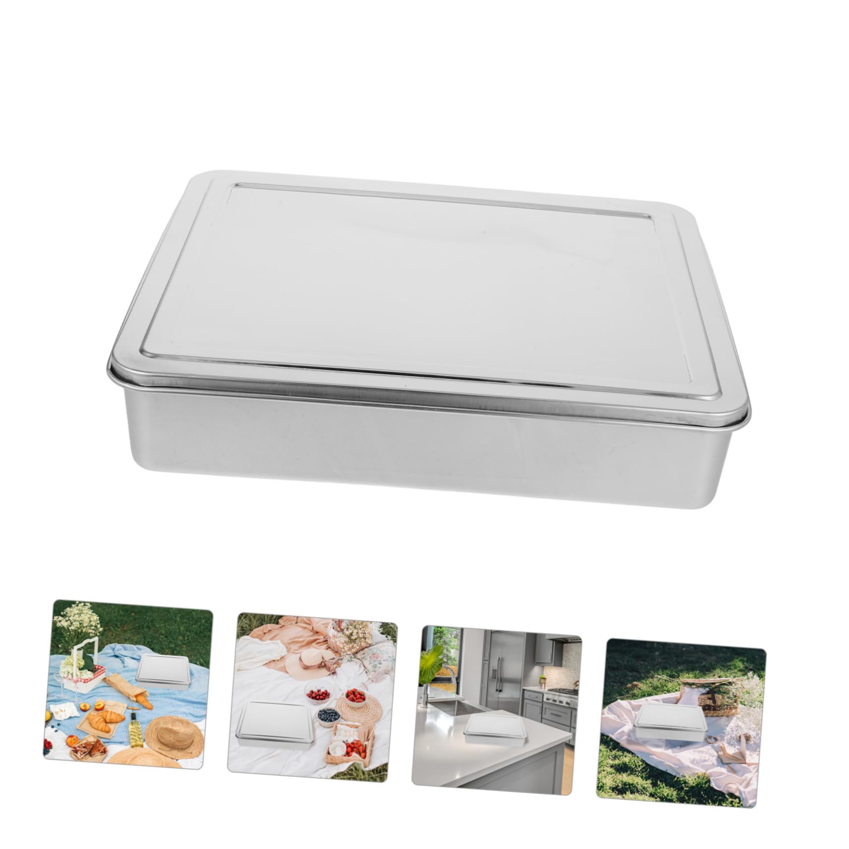 BESTOYARD Backform mit Deckel Rechteckige Kuchenform Abgedecktes Backblech für Kuchen Brot Aufläufe Tiramisu Vielseitig Einsetzbarer Backbehälter für Ofen und Transport