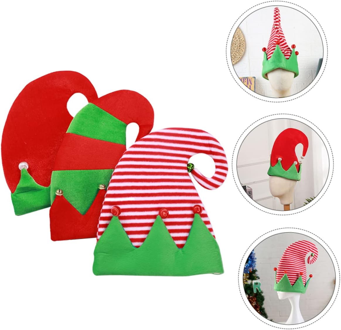 3Pcs Christmas Elf Hats Creative Headwear for Holiday Parties Comfortable and Breathable Non Woven Materials Fun Decorative Supplies for Festive Photo Props