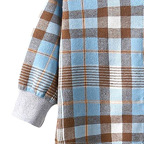 Toddler Boys Girls Plaid Hoodies Long Sleeve Button Down Jacket Shirt Fall Casual Oversized Streetwear Shacket Cardigan Coat3