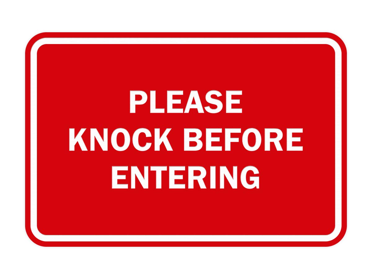 Signs ByLITA Classic Framed Please Knock Before Entering (Red) - Medium