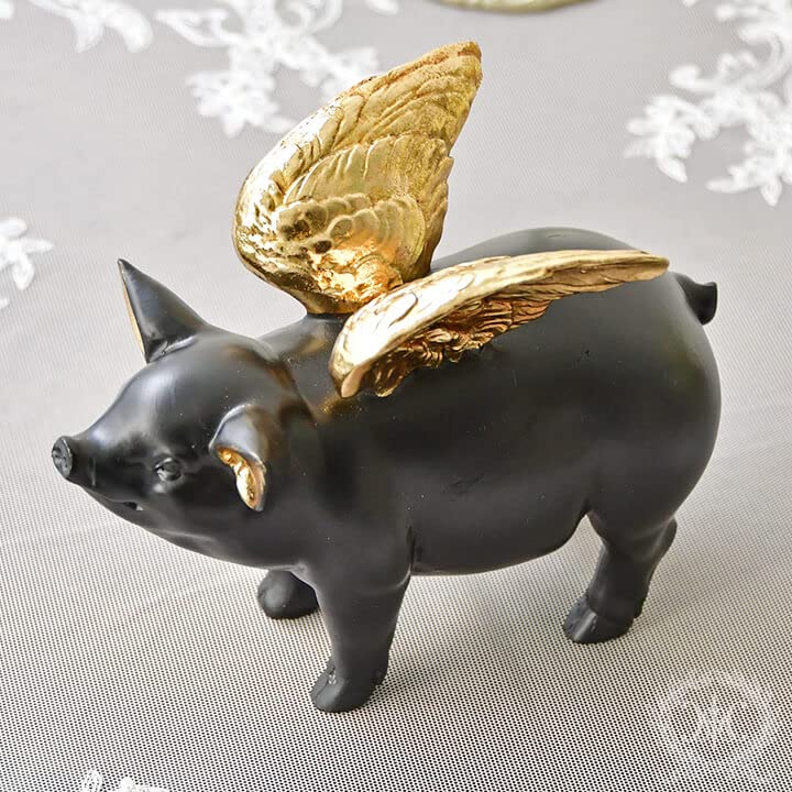 Amazon.co.jp: エンジェルピッグオブジェ ブタ 置物 かわいい お洒落