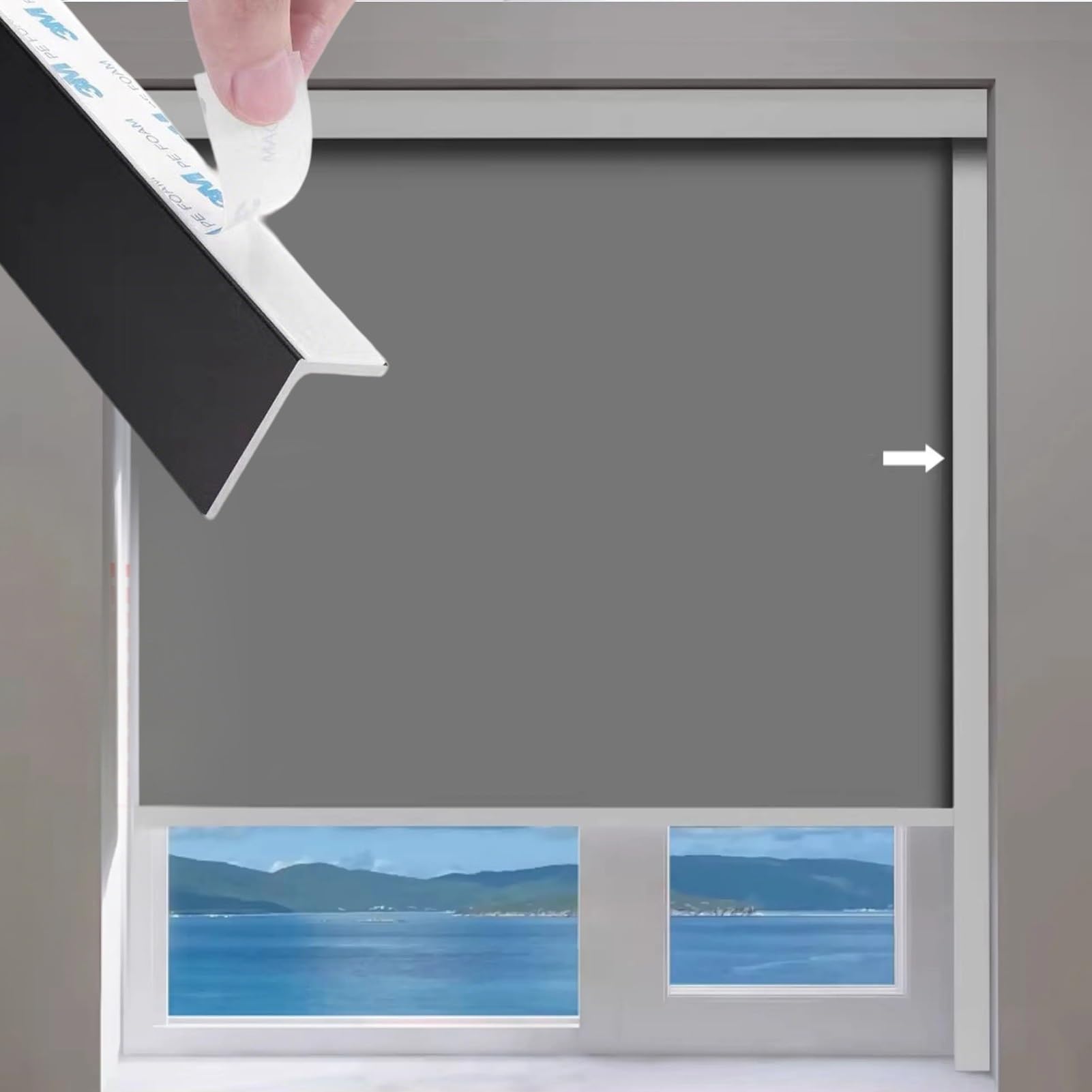 Light Gap Blockers 2 Pack Blackout Light Blocking Strips, 20 22 36 42 48 60 63 70 72 in Light Gap Blockers for Blinds, PVC Window Side Strips, for Nursery Bedroom(Black,74in/188cm)