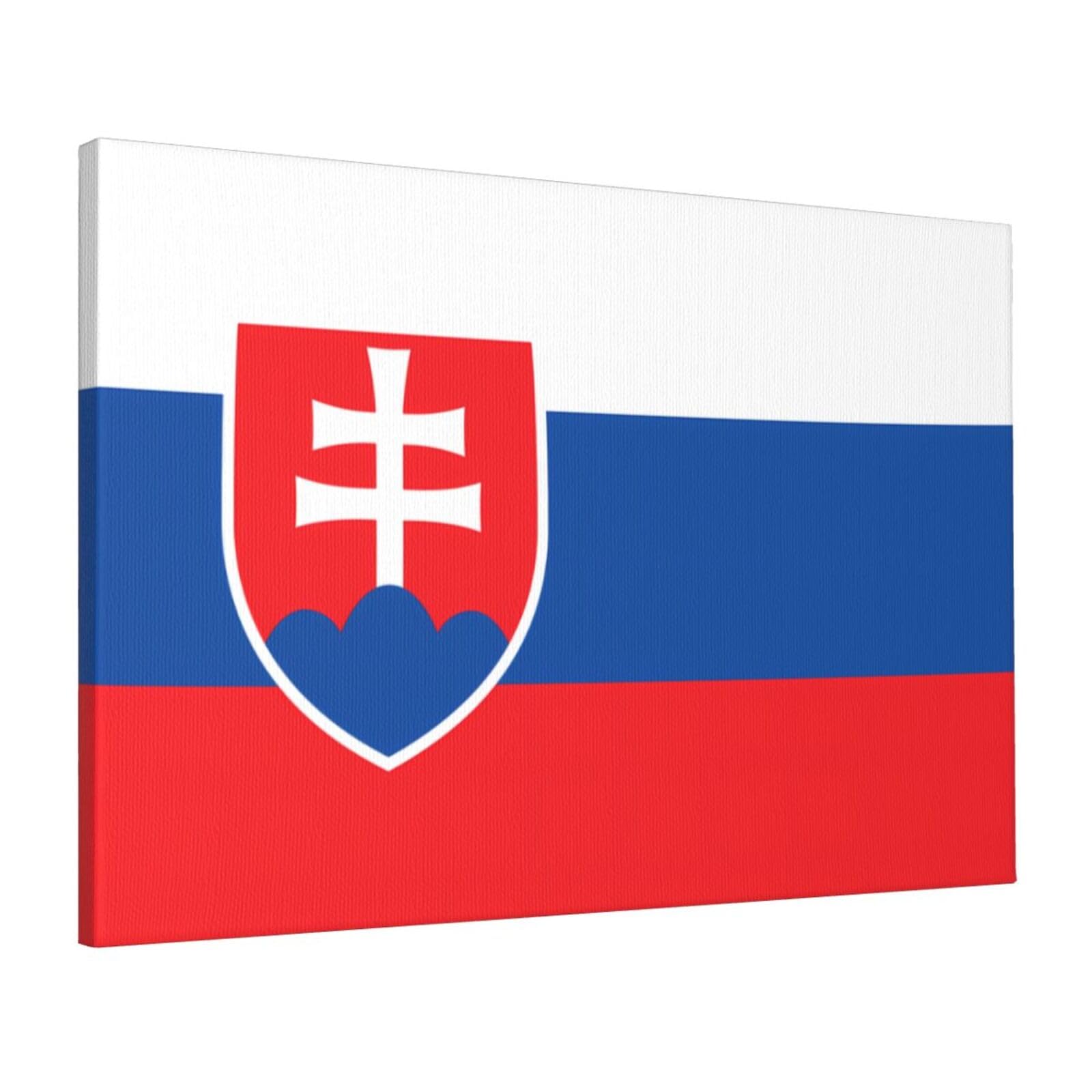 CNTDBU Flag of Slovakia Canvas Wall Art 16x24 Inch-Large Modern Painting Print for Living Room, Framed Ready to Hang Artwork for Bedroom